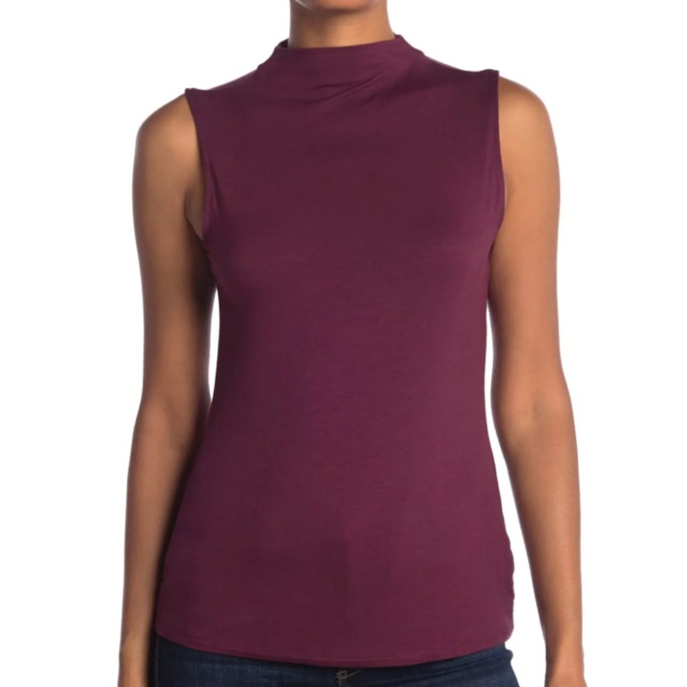 Mock-neck sleeveless jersey top (Halogen, Size Petite Small)